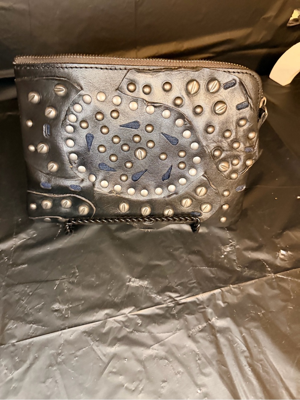 Patricia Nash Studded Black Leather Wristlet Clutch